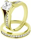 Marimor Jewelry Women's Stainless Steel 316 1.38 Carat Zirconia Gold Plated Weddding Ring Set 9