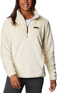 Columbia Women's Fire Side Sherpa 1/4 Zip, Chalk, Large