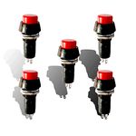 IEI (5 Piece) Red Black 2 Pin On Off spst DC 12V TO 24V Switch Push Brass Button TOY Bike Boat Electronic Dashboard AC 120V TO 250V Panel Component Project