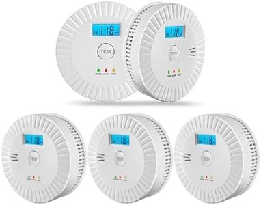 5 Pack Smoke Detector Carbon Monoxide Detector Combo Battery Powered,Carbon Monoxide Detector Smoke Alarm with Test Button,Fire Alarm with Digital Display for Home,Kitchen