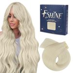 Fshine Blonde Weft Human Hair Extensions 20 Inch 60g White Blonde Real Human Hair Sew in Hair Extensions for Women Blonde Human Hair Weave Remy Human Hair Straight Hair