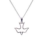 Silver Plated "Confirmed in Christ" Open Dove Confirmation Necklace on 18 inch Chain