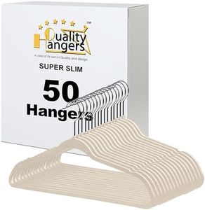 Quality Hangers 50 Pack Slim Plastic Hangers for Clothes - 16.5" Won't Crease Your Clothes, Heavy Duty Non-Velvet Ivory/beige Hangers 360° Swivel Chrome Hook Non Slip Notches Dresses Coats Shirts