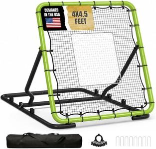 Suteck Baseball Rebounder Net 4x4.5ft - 2-Net, 3-Angle Adjustable Baseball Bounce Back Net for Multi-Sport Trainer, Ultra-Durable Pitchback for Solo Practice, Storage Bag for Easy Travel, Green