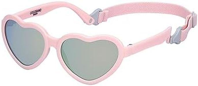 COCOSAND Baby Sunglasses with Strap Heart Shape Frame UV400 Protection for Infant Baby Toddler Girl Age 0-24months, Pink