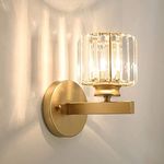 Mengjay Crystal Wall Sconce Lighting, Modern Wall Light Fixture Living Room Bed Room, Over Mirror Vanity Light Bathroom Dressroom E27 (Gold)