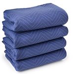 Sure-Max 4 Moving & Packing Blankets - Deluxe Pro - 80" x 72" (40 lb/dz weight) - Professional Quilted Shipping Furniture Pads Royal Blue