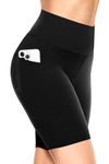 TNNZEET Cycling Shorts Women High Waisted, Ladies Cycle Shorts for Gym Biker Running (Black-with Pockets,S-M)