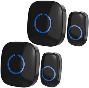 Wireless Doorbell by SadoTech – Waterproof Door Bells & Chimes – Over 1000-Foot Range, 52 Door Bell Chime, 4 Volume Levels with LED Flash – Wireless Doorbells for Home – Model C, 2 Pack (Gloss Black)