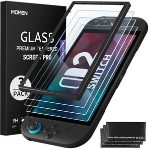 MOMEN Switch Screen Protector for Nintendo Switch 2, 9H Tempered Glass Protective Screen Protector with Auto-Alignment Kit, Easy Install, Bubble-Free, Case-Friendly Accessories, Full Coverage - 3Packs