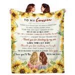 Cousin Gifts, Gifts for Cousins, Best Cousin Gifts, Cousins Birthday Gifts, to My Cousin Blanket 50 X 60 in, Birthday Gift for Cousin Female Women, Sunflower Gift Blanket