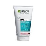 Garnier Pure Active 3in1 Clay Mask-Wash-Scrub 150ml, With Clay, Eucalyptus & Salicylic Acid, Face Cleanser For Oily Skin, Packaging May Vary