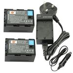 DSTE 2-Pack SSL-JVC50 Spare Battery and DC164 Travel Charger Compatible for JVC SSL-JVC50 HM600 HM650 GY-LS300