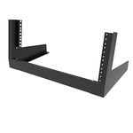 JINGCHENGMEI 4U 19 inches Desktop Open Frame Rack - 2 Post Free-Standing Network Rack Switch Depth for Patch Panel, Data, AV, IT,Studio or Computer Equipment (JCM-DT4URack)