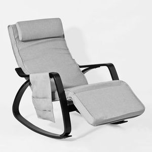 SoBuy FST20-HG Eponge Plus épais!! Fauteuil à Bascule berçante Relax avec Pochette latérale Amovible, Rocking Chair Bouleau Flexible