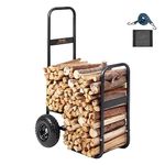 VEVOR Firewood Log Cart, 250 lbs Load Capacity, Outdoor and Indoor Wood Rack Storage Mover with Pneumatic Rubber Wheels, Heavy Duty Steel Dolly Hauler, Firewood Carrier for Fireplace, Fire Pit, Black