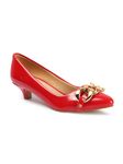 Carlton London Women Red Stylish Slip-on Pump Shoes with Kitten Heels, Pointed Toe (41)