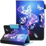 Nannxiebky Universal 10 10.1 Inch Android Tablet Case, Multi-Angle Viewing Stand PU Leather Wallet Tablet Case for 9 10 10.1 Inch and More 9.0" - 10.5" Tablet, Butterfly