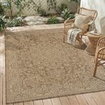 Outdoor Rug-Patio Rug Polypropylene Indoor Outdoor Carpet 6x9ft Porch Balcony Carpets Garden Deck Mat Easy Clean Non Slip Light Weight Vintage Outdoor Area Rug Retro Brown