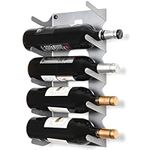 Hallops Wine Holder - 5 Bottle Wine Rack - Wine Bottles Organizer - Metal Finish with Modern Design - Sturdy Fall Proof Mount - Display Your Fine Selection of Wines - Silver, 1 Unit - H10xL40xW20 cm