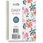 to Do List Daily Task Checklist Planner Time Management Notebook by Bright Day Non Dated Flex Cover Spiral Organizer 8.25 x 6.25 (Floral)