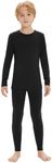 Iguana Unisex Kids 100% Merino Wool Base Layer Set Midweight Thermal Underwear Sets for Girls and Boys Black