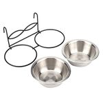 Hanging Pet Feeding Bowl for Cage/Kennel/Crate, Set of 2 Stainless Steel Dog Bowls with Hook for Cats,Rabbits,Small Animal