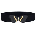 Zibuyu® Waist Belts for Women, Girls Dresses Stylish Butterfly Buckle Modern Belt for Girls, Women Jeans Belts Long Dress Belts Elastic Waist Belt for Girls, Women Dress Accessories - Black