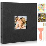 Ywlake Photo Album Self Adhesive Stick Sticky Pages, Large Linen Scrapbook Magnetic Adhésif Autoadhésif Photo Albums Holds Different Size 4x6 5x7 8x10 Picutes (40 Small Sheets / 80 Pages, Black)