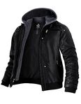 Wantdo Men's Lightweight Faux Leather Coat Motorcycle Jacket with Hood Black XL (Lightweight)