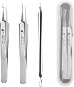 WSYUB Blackhead Tweezers, Milia Remover, Pimple Popper Tool,Ingrown Hair Tweezers, Blackhead Extractor