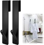 Bamada Extended Shower Door Hooks for Glass Door (7-Inch Length), Over Door Hooks for Bathroom Frameless Glass Shower Door, Stainless Steel Towel Hooks, Bathroom Robe & Towel Hooks 2-Pack (Black)