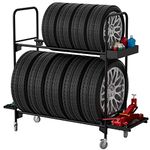 EROTASH Tire Storage Rack, Rolling tire Rack for Garage, Heavy Duty Indrustial Grade Organizer Stand with Wheels, Workshop, Home Indoor Outdoor Shelf 62.3 H X 52 Large x 20.7 D.