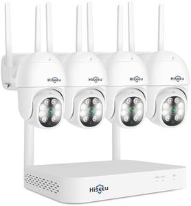 Hiseeu 【PTZ Camera Wireless System】 3MP Security Camera System Two Way Audio, Auto Tracking, Full Color Night Vision, IP66 Waterproof, Expandable 10CH NVR, 24/7 Record with 1TB Hard Drive