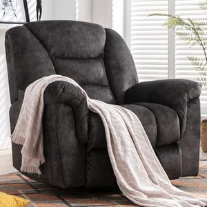 ANJ Swivel Rocker Recliner Chair, Oversized Manual 360° Swivel Recliners, Comfy Glider Rocking Chairs for Big Man, Extra Wide Overstuffed Reclining Chair for Living Room, Grey