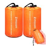 Zmoon Emergency Sleeping Bag 2 Pack Lightweight Survival Sleeping Bags Thermal Bivy Sack Portable Emergency Blanket for Camping, Hiking, Outdoor, Activities (Orange)