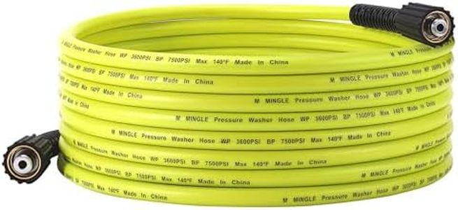 M MINGLE Pressure Washer Hose 25 FT x 1/4'' - Replacement Power Wash Hose with M22 14mm Fittings - 3600 PSI, Green
