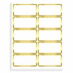 200 PCS Gold Metallic Name Labels, Blank Name Tag Stickers with Permanent Adhesive Writable Stickers with Metallic Gold Border for School Office Home (Letter Size per Sheet, Each Measures 2" x 4")