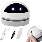 Abruga Cute Robot Mini Desktop Vacuum Cleaner, Protable Table Dust Sweeper, USB Charging with Vacuum Nozzle Cleaning Brush for Clearing Crumb, Car, Keyboard etc. (Robot)