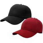 Falari Baseball Cap Adjustable Size for Running Workouts and Outdoor Activities All Seasons, 2pk Black & Burgundy, One size