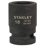 STANLEY STMT89445-8B Chrome-Molybdenum Steel 6 Point Impact Socket 1/2 inch 18 mm(Black)