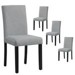 Giantex Dining Chairs Set of 4, Upholstered Kitchen Dinette Chairs w/Solid Wood Legs, Padded Seat & Backrest, Mid Century Armless Kitchen Chairs, Dining Side Chairs for Dining Room, Restaurant, Grey