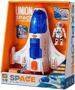 Wbzle Spaceship Shuttle Toy with Astronaut Figure - Toy Rocket Ship with Lights Spray and Sound - Space Shuttle Toys Sets for Boys Planet Toys - Astronaut Exploration Birthday Plane Gift