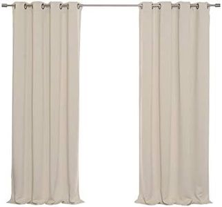 Best Home Fashion Premium Flame Retardant Thermal Insulated Fire Retardant Blackout Curtain - Antique Bronze Grommet Top - Biscuit - 52" W x 84" L - (2 Panel)