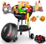 47 PCS Kids Kitchen Toys Set, Kids Toy Grill Playset, Interactive Toy BBQ Grill Set with Sound&Light, Pretend Play Outdoor Barbecue Cooking Toys Gift for Kids Boys Girls Ages 3+