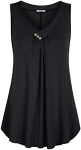 Cestyle Black Flowy Tank Tops Women V Neck Dressy Tops Tunic Length Tops to wear with Leggings Loose Fit Shirts Plus Size Clothing Black XX-Large