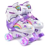 ERNAN Roller skates kids Roller boots,8 Light up Wheels and 4 Sizes Adjustable.Rollerskates for Kids Beginners, Suitable for Indoor Outdoor (Purple, S)