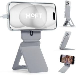 MOFT Phone Tripod Stand Compatible with iPhone 16/15/14/13/12 Series, Angle Adjustment & Strong Magnets MOVAS Vegan Leather Invisible Selfie Stick Tripod, Cement (Without Card Slot)