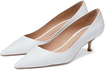 Stuart Weitzman Women's Stuart Kitten Pump, White, 7.5
