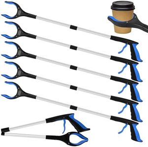 Tottist 6 Pack Grabber Reacher Tool for Elderly, 32" Extra Long Litter Stick Lightweight Handy Claw Grabber for Arm Extension Garbage Gripper Trash Pick up Litter Picker Garden(Blue Classic)